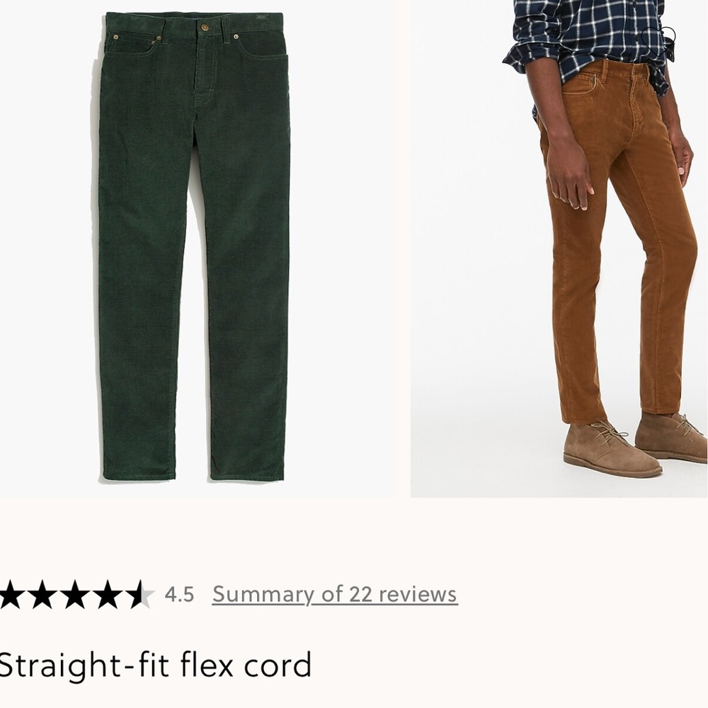Men's Straight-Fit Flex Corduroy Pants - Green by J Crew